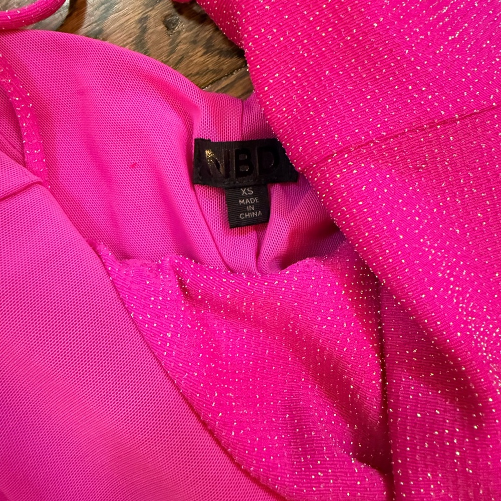 NBD Hot Pink Glitter Maxi Dress with High Leg Slit - Picture 5 of 12